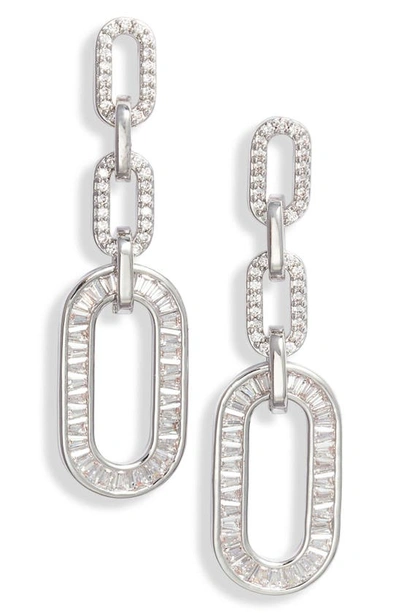 Shop Nordstrom Cubic Zirconia Oval Link Drop Earrings In Clear- Silver
