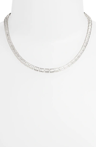 Shop Nordstrom Baguette Cubic Zirconia Tennis Necklace In Clear- Silver
