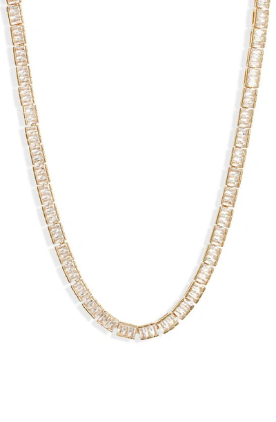 Shop Nordstrom Baguette Cubic Zirconia Tennis Necklace In Clear- Gold