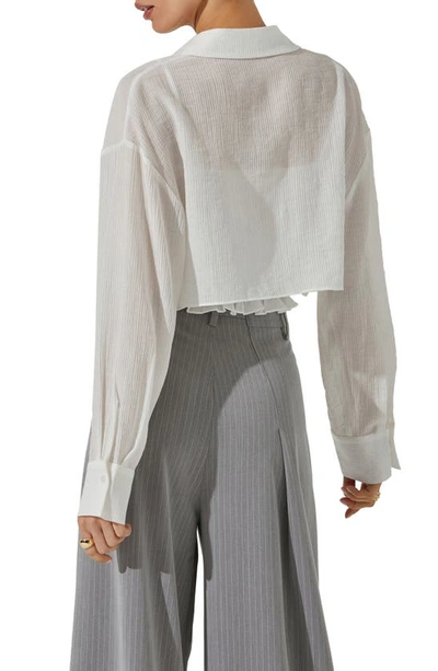 Astr The Label Crop Button-up Shirt & Smocked Camisole In White