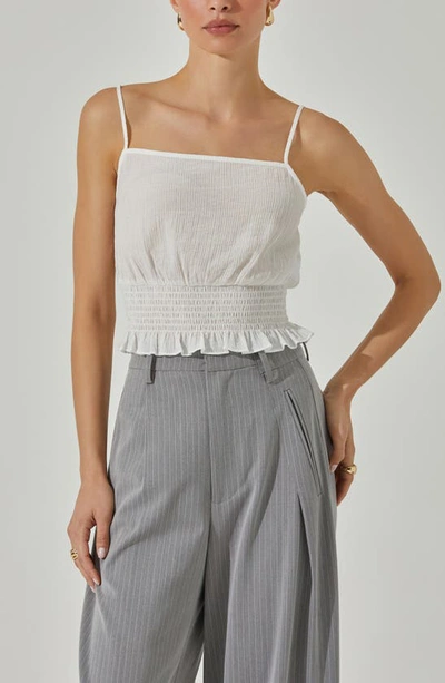 Astr The Label Crop Button-up Shirt & Smocked Camisole In White