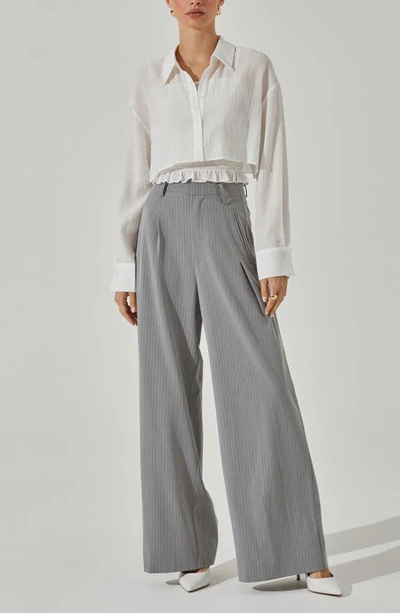 Astr The Label Crop Button-up Shirt & Smocked Camisole In White