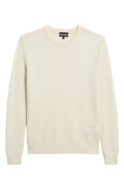 Shop Emporio Armani Textured Crewneck Sweater In White