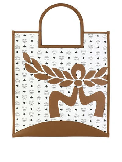 Shop Mcm "aren" Tote Bag In White