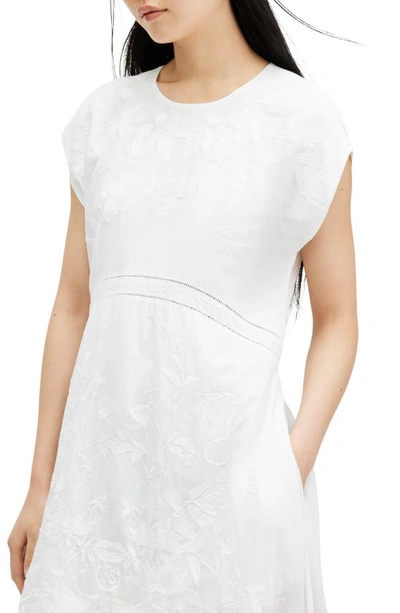 Shop Allsaints Gianna Floral Jacquard Handkerchief Hem Dress In Off White