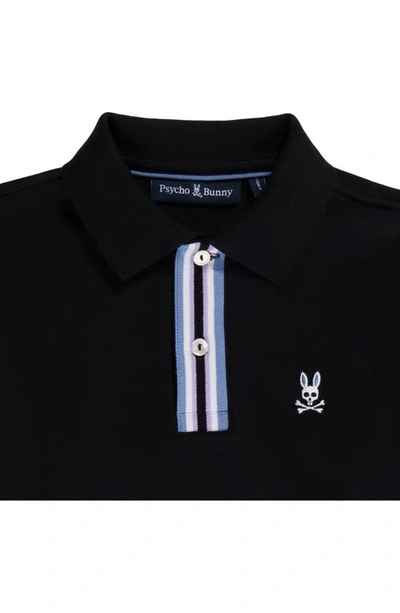 Shop Psycho Bunny Kids' Bloomington Stripe Accent Cotton Piqué Polo In Black