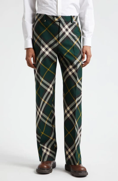 Shop Burberry Check Wool Trousers In Ivy Ip Check