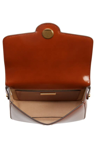 Shop Tory Burch Robinson Spazzolato Leather Shoulder Bag In Dark Sienna