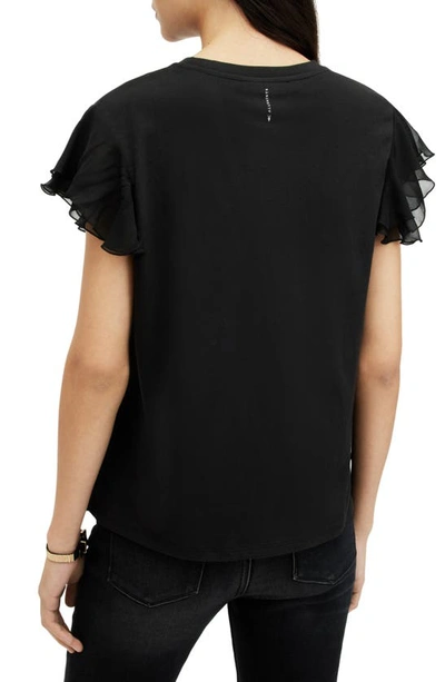 Shop Allsaints Isabel Flutter Sleeve Top In Black