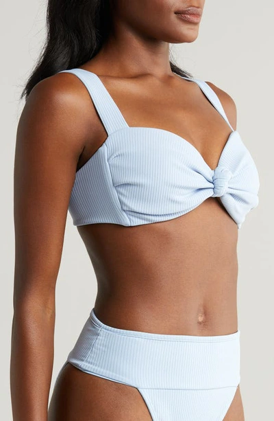 Shop Montce Hayden Knotted Rib Bikini Top In Peri Rib