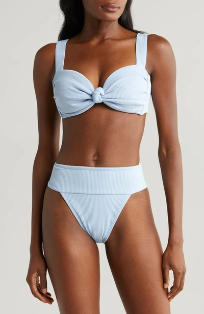 Montce Hayden Knotted Rib Bikini Top In Peri Rib
