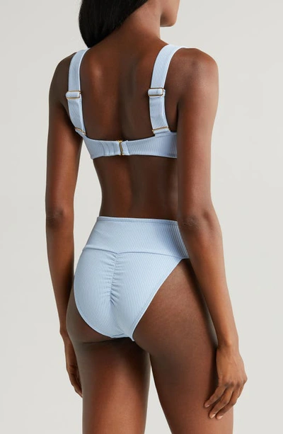 Shop Montce Hayden Knotted Rib Bikini Top In Peri Rib