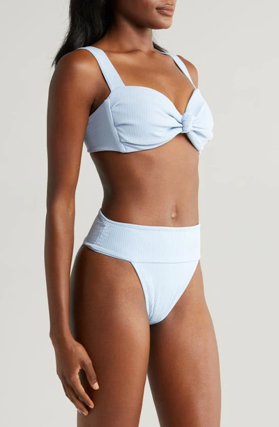 Montce Hayden Knotted Rib Bikini Top In Peri Rib