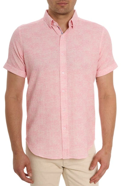Shop Robert Graham Reid Basket Weave Short Sleeve Button-up Shirt In Pink