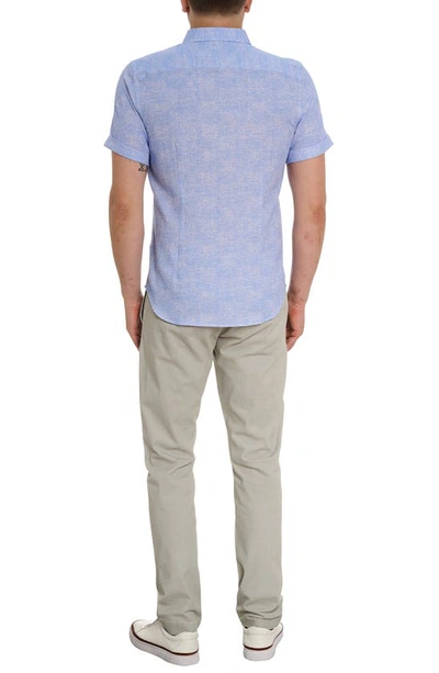 Shop Robert Graham Reid Basket Weave Short Sleeve Button-up Shirt In Light Blue