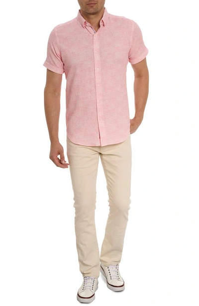 Shop Robert Graham Reid Basket Weave Short Sleeve Button-up Shirt In Pink