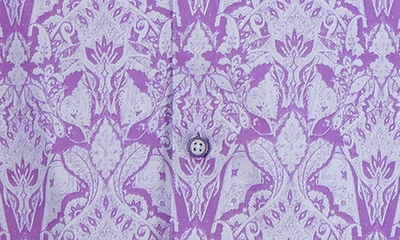 Shop Robert Graham Highland Classic Fit Damask Print Print Cotton Button-up Shirt In Lilac