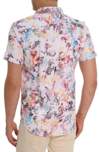 Shop Robert Graham Splash Of Color Short Sleeve Stretch Button-up Shirt In White Multi