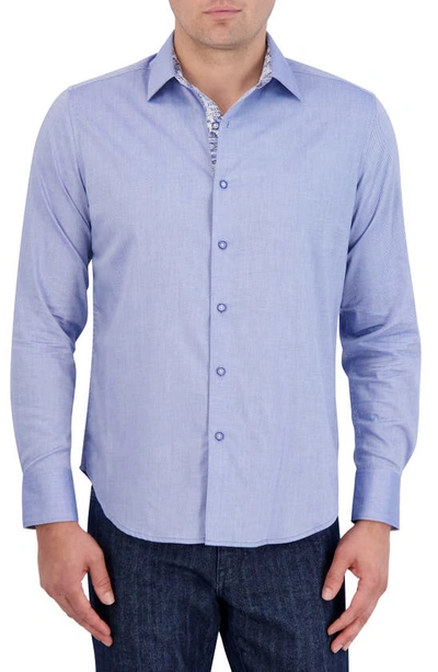 Shop Robert Graham Classic Fit Solid Cotton Button-up Shirt In Navy