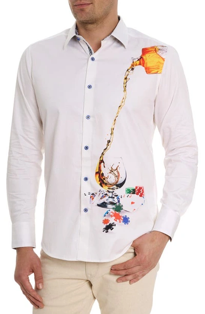 Shop Robert Graham All-in Classic Fit Poker Pour Print Cotton Button-up Shirt In White