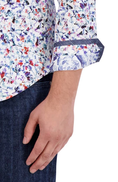 Shop Robert Graham Bavaro Knit Button-up Shirt In Blue White Multi