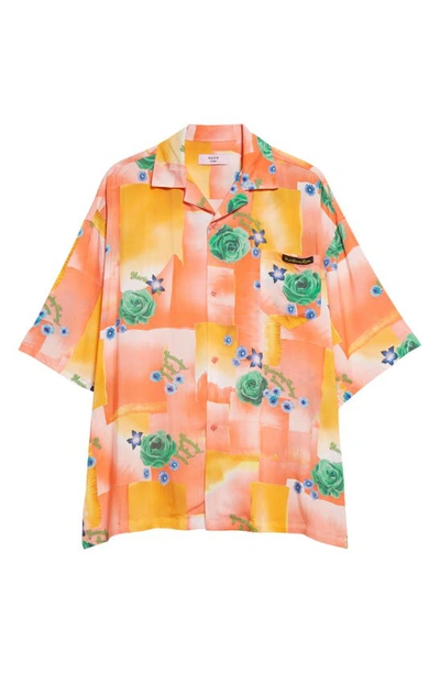 Shop Martine Rose Gender Inclusive Floral Patchwork Boxy Satin Button-up Camp Shirt In Today Floral Coral