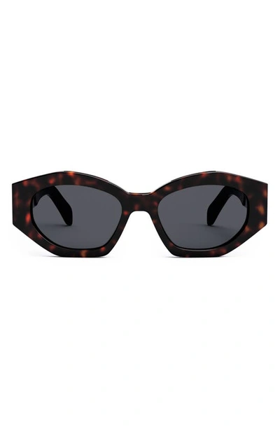 Celine Triomphe 54mm Cat Eye Sunglasses In Dark Havana / Smoke