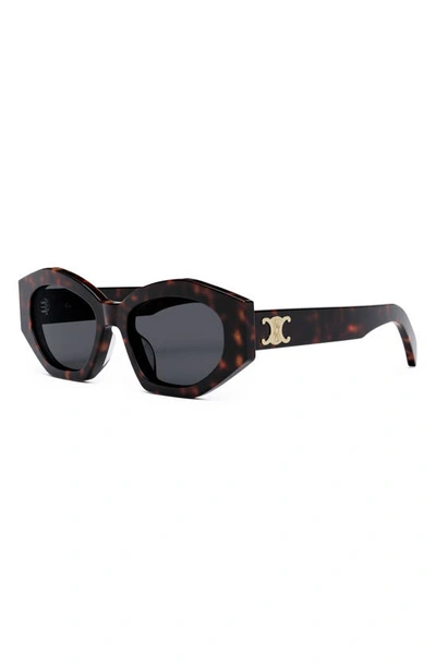 Shop Celine Triomphe 54mm Cat Eye Sunglasses In Dark Havana / Smoke