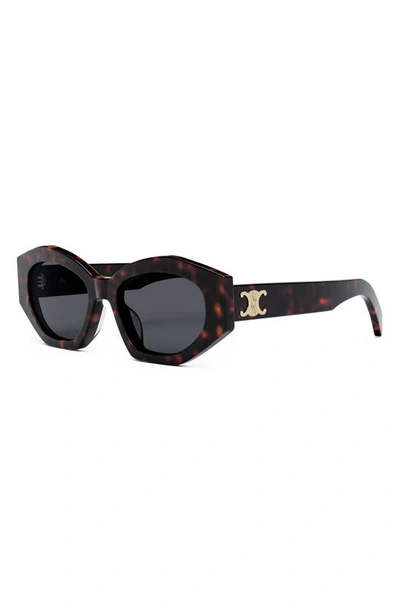 Celine Triomphe 54mm Cat Eye Sunglasses In Dark Havana / Smoke