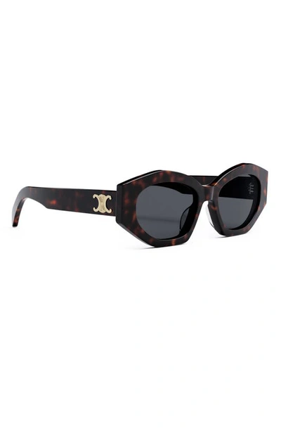 Celine Triomphe 54mm Cat Eye Sunglasses In Dark Havana / Smoke