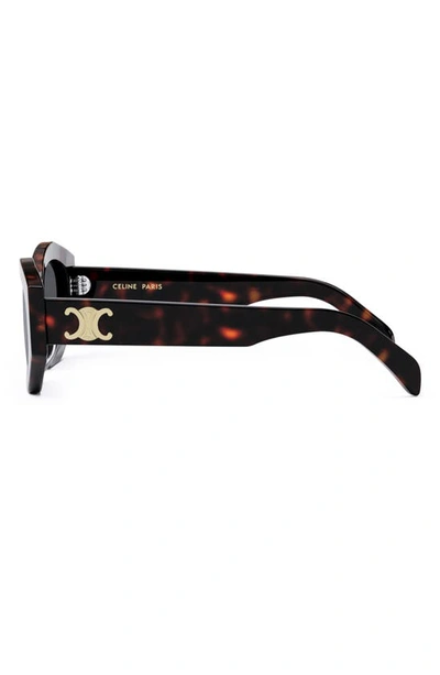 Celine Triomphe 54mm Cat Eye Sunglasses In Dark Havana / Smoke