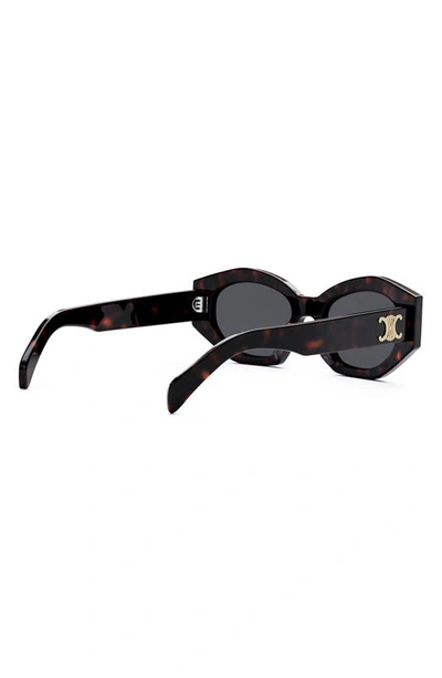 Shop Celine Triomphe 54mm Cat Eye Sunglasses In Dark Havana / Smoke