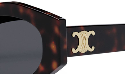 Celine Triomphe 54mm Cat Eye Sunglasses In Dark Havana / Smoke