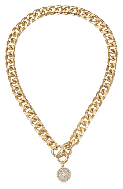 Ettika Women's Crystal Disc Charm 18k Gold-plated Chain Necklace In Gold