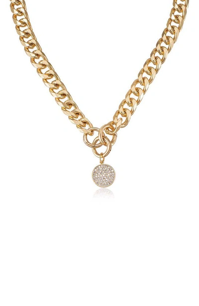 Ettika Women's Crystal Disc Charm 18k Gold-plated Chain Necklace In Gold