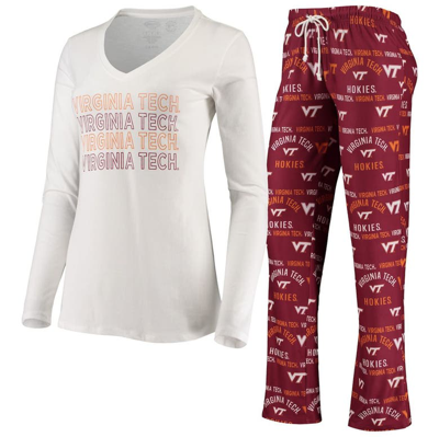 Shop Concepts Sport Maroon/white Virginia Tech Hokies Flagship Long Sleeve T-shirt & Pants Sleep Set