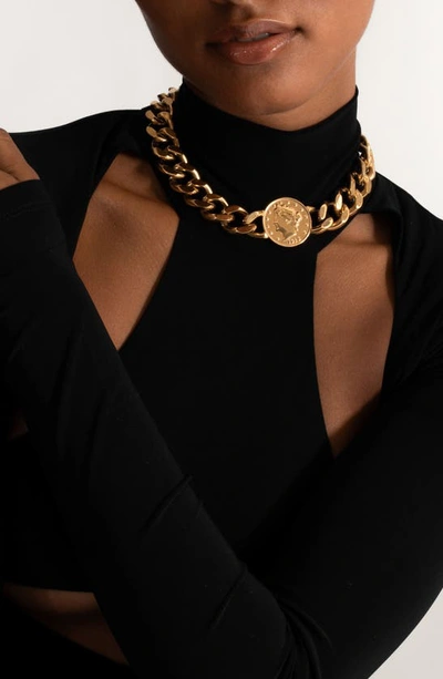 Saint Moran Corte Oversize Curb Chain Collar Necklace In Yellow