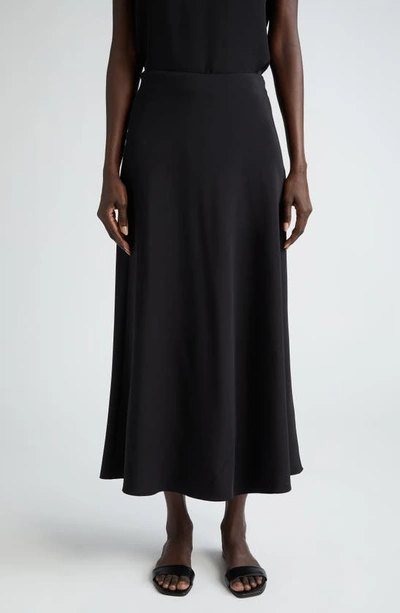 Shop Lafayette 148 Bias Cut Silk Stretch Crêpe De Chine Skirt In Black