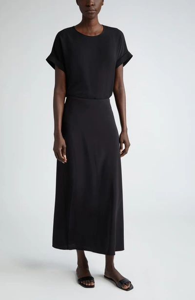 Lafayette 148 New York Bias Cut Silk Stretch Crêpe De Chine Skirt In Black