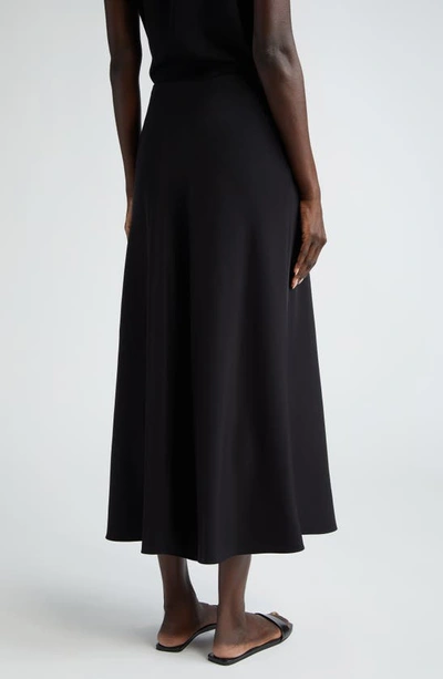 Shop Lafayette 148 Bias Cut Silk Stretch Crêpe De Chine Skirt In Black