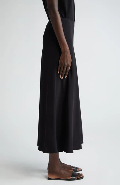 Shop Lafayette 148 New York Bias Cut Silk Stretch Crêpe De Chine Skirt In Black
