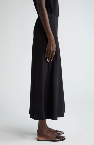 Shop Lafayette 148 Bias Cut Silk Stretch Crêpe De Chine Skirt In Black