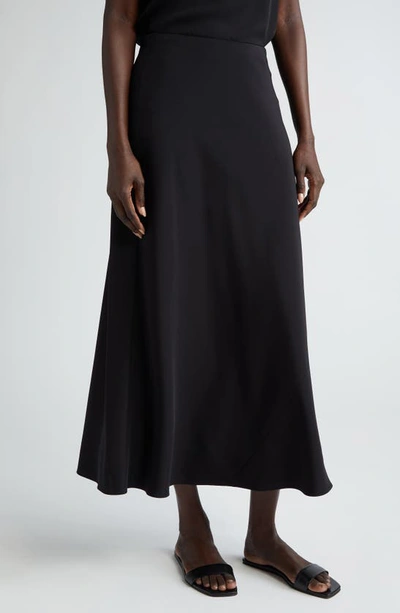 Shop Lafayette 148 Bias Cut Silk Stretch Crêpe De Chine Skirt In Black
