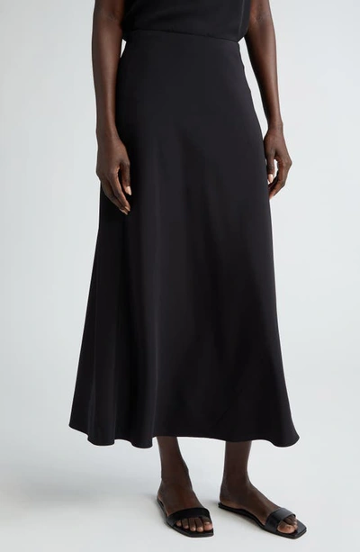 Shop Lafayette 148 New York Bias Cut Silk Stretch Crêpe De Chine Skirt In Black