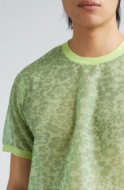Shop Martine Rose Granny Flower Jacquard T-shirt In Lime Floral