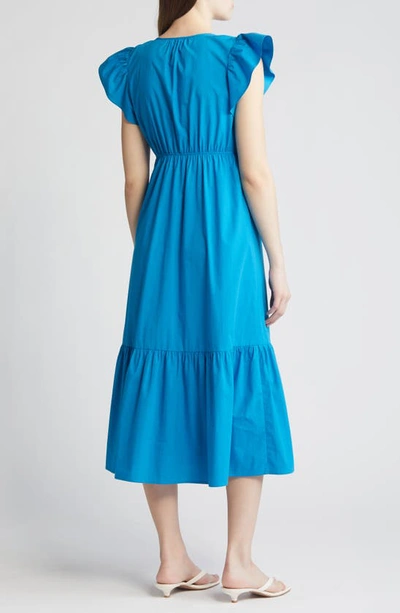 Rails Tina Flutter Sleeve Cotton Blend Midi Dress In Turkish Tile