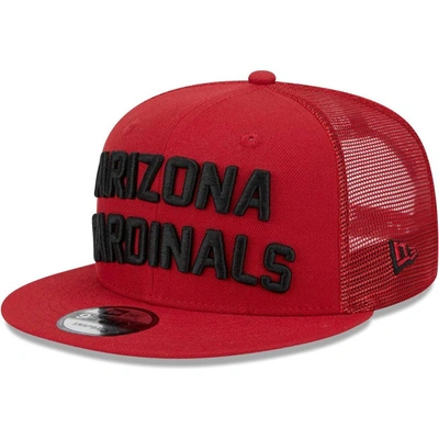 Shop New Era Cardinal Arizona Cardinals Stacked Trucker 9fifty Snapback Hat
