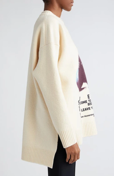 Shop Jil Sander Oversize Cherry Print Wool Sweater In White/multicolor Cherry
