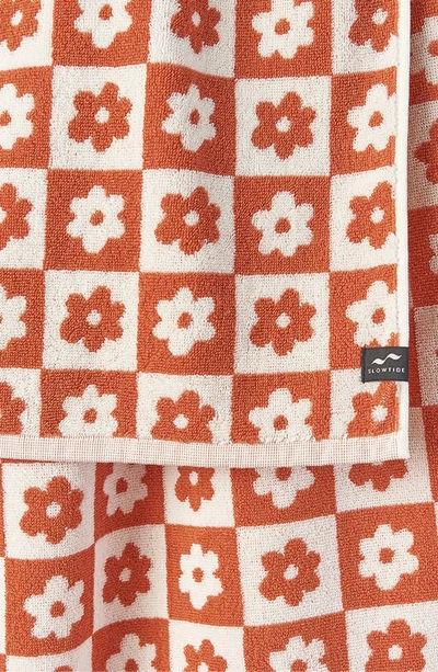 Shop Slowtide Gigi Floral Cotton Hand Towel In Rust