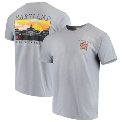 Shop Image One Gray Maryland Terrapins Team Comfort Colors Campus Scenery T-shirt